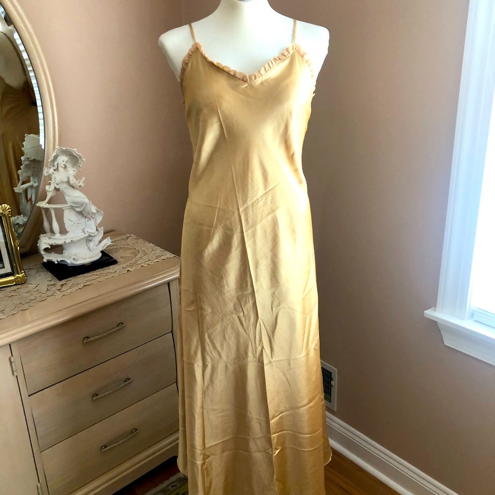 Cacique Gold Slip Dress Night Gown L - Picture 1 of 3